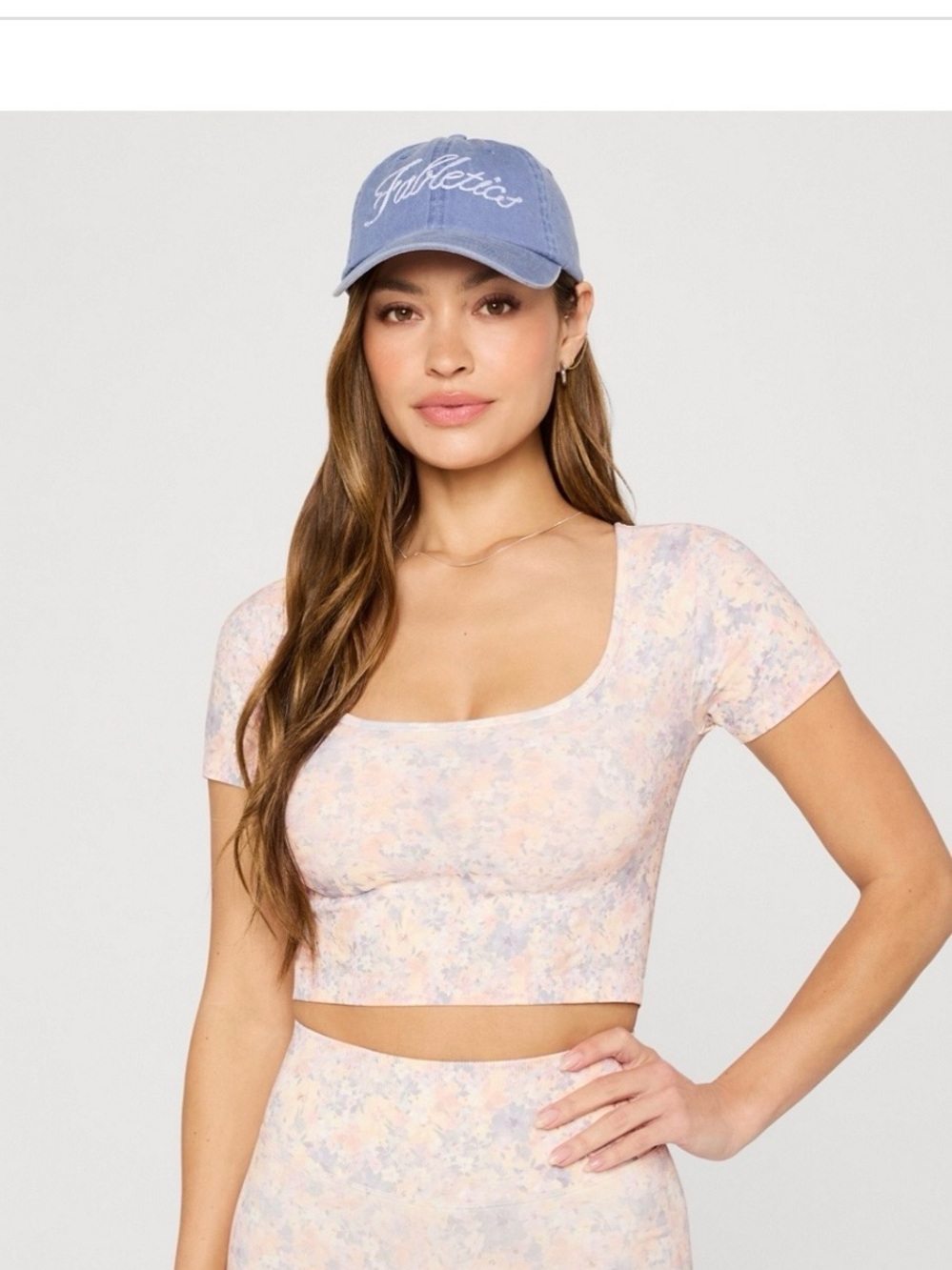 Fabletics Pastel Floral Scoop Neck Crop Top
